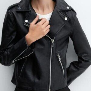 Mango Faux Leather Biker Jacket | Size M